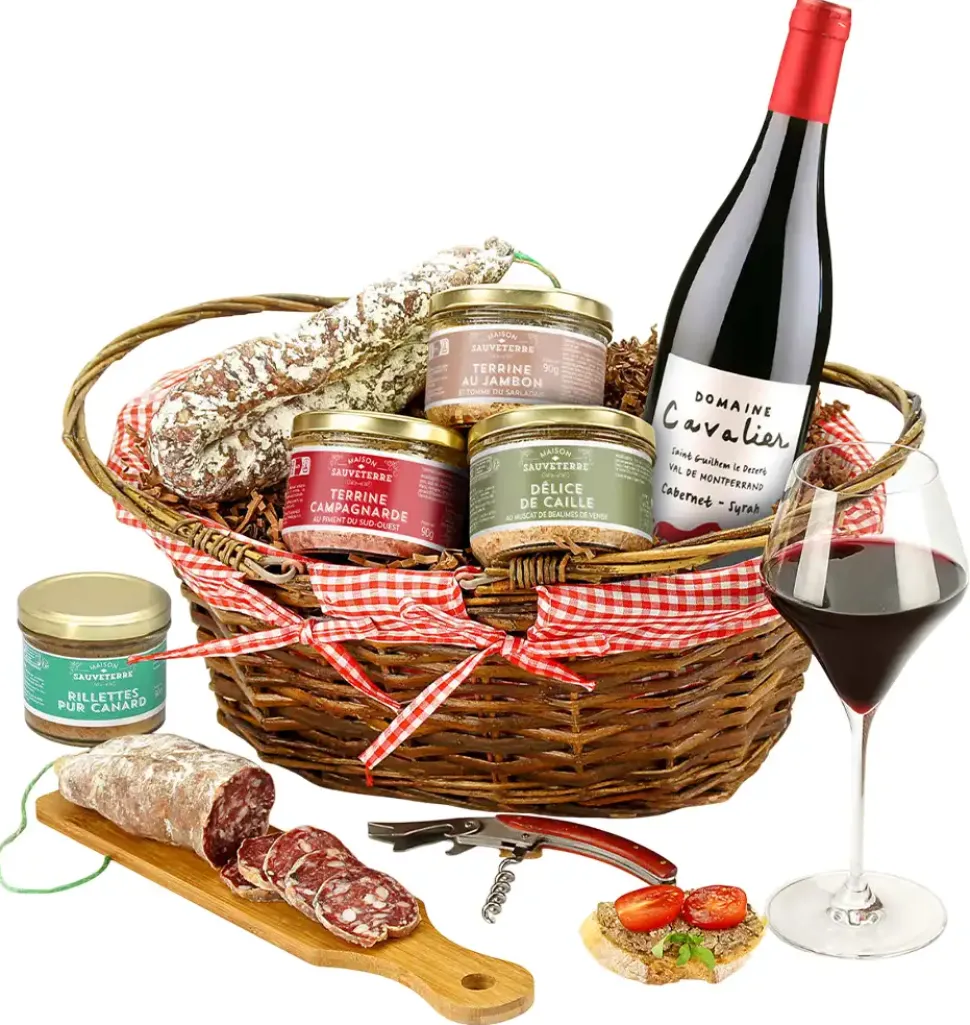 French Charcuterie & Wine Basket